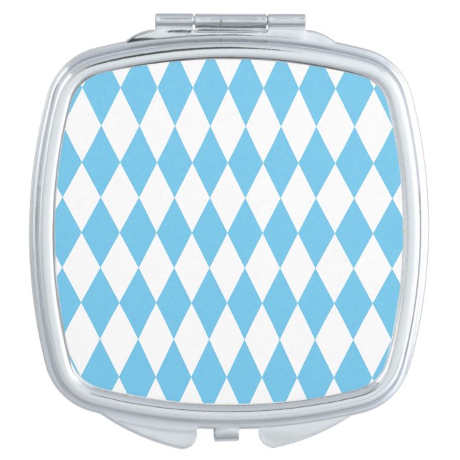 Blue and White Bavaria Rhombus Flag Pattern Compact Mirror (Front)