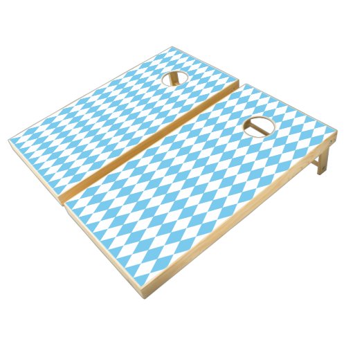 Blue and White Bavaria Rhombus Flag Pattern Cornhole Set