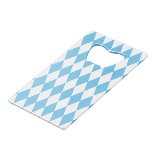 Blue and White Bavaria Rhombus Flag Pattern Credit Card Bottle Opener