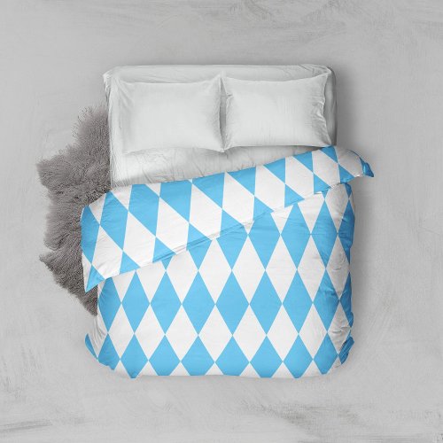 Blue and White Bavaria Rhombus Flag Pattern Duvet Cover