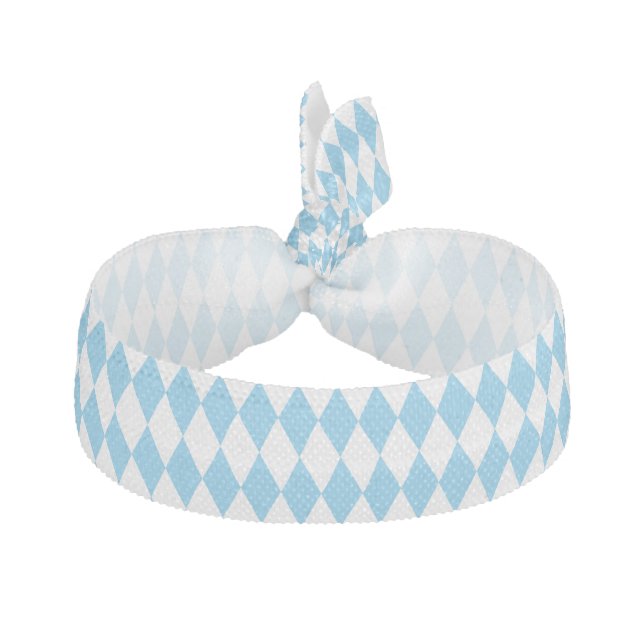 Blue and White Bavaria Rhombus Flag Pattern Elastic Hair Tie (Front)