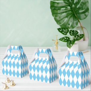 Blue and White Bavaria Rhombus Flag Pattern Favor Boxes