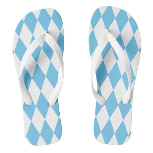 Blue and White Bavaria Rhombus Flag Pattern Flip Flops