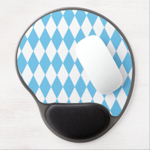 Blue and White Bavaria Rhombus Flag Pattern Gel Mouse Pad
