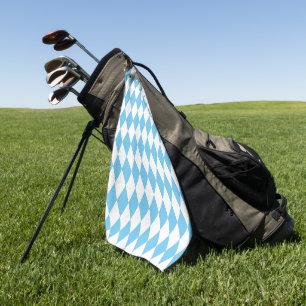 Blue and White Bavaria Rhombus Flag Pattern Golf Towel
