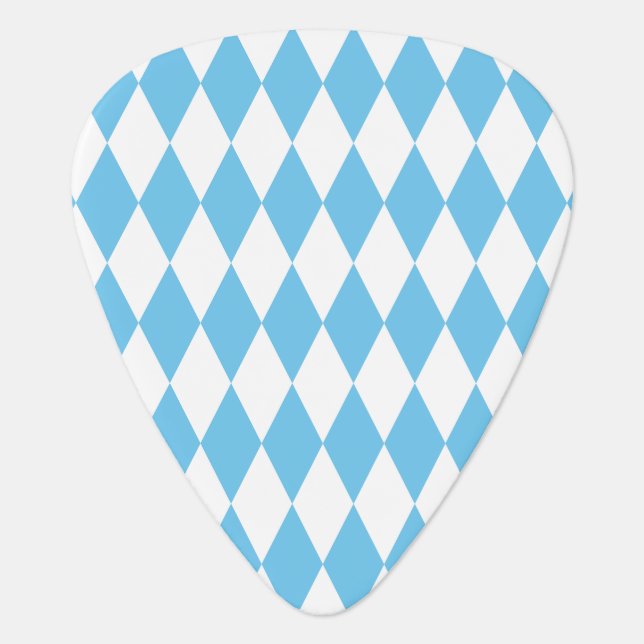 Blue and White Bavaria Rhombus Flag Pattern Guitar Pick (Front)