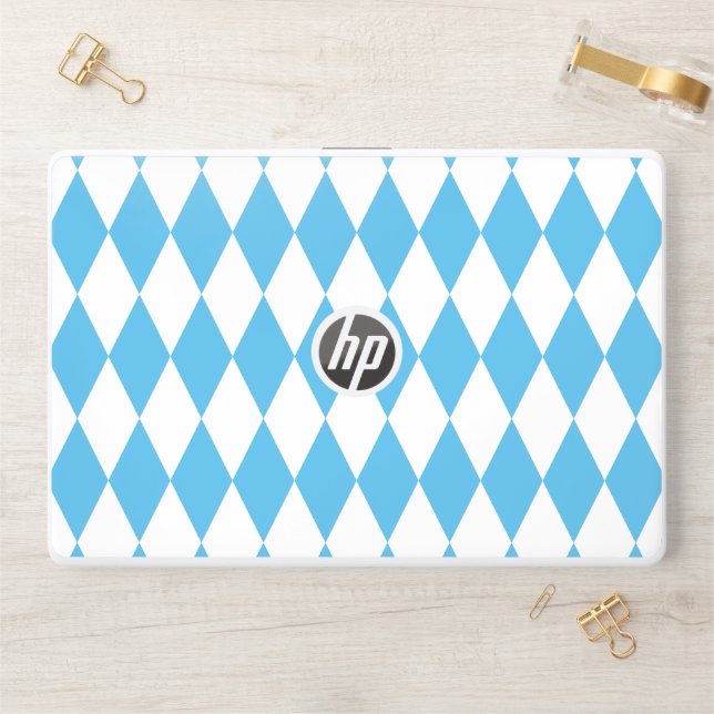 Blue and White Bavaria Rhombus Flag Pattern HP Laptop Skin (Desk)