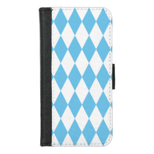 Blue and White Bavaria Rhombus Flag Pattern iPhone 8/7 Wallet Case