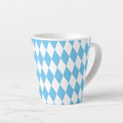 Blue and White Bavaria Rhombus Flag Pattern Latte Mug