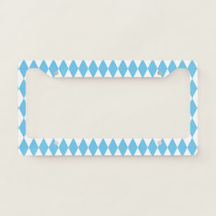 Blue and White Bavaria Rhombus Flag Pattern License Plate Frame
