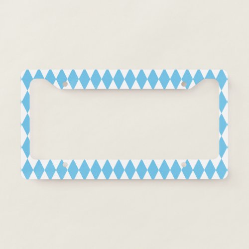 Blue and White Bavaria Rhombus Flag Pattern License Plate Frame