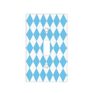 Blue and White Bavaria Rhombus Flag Pattern Light Switch Cover