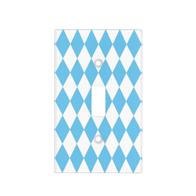 Blue and White Bavaria Rhombus Flag Pattern Light Switch Cover (Front)