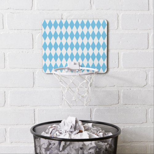 Blue and White Bavaria Rhombus Flag Pattern Mini Basketball Hoop