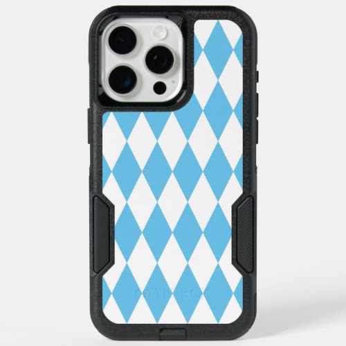Blue and White Bavaria Rhombus Flag Pattern iPhone 15 Pro Max Case