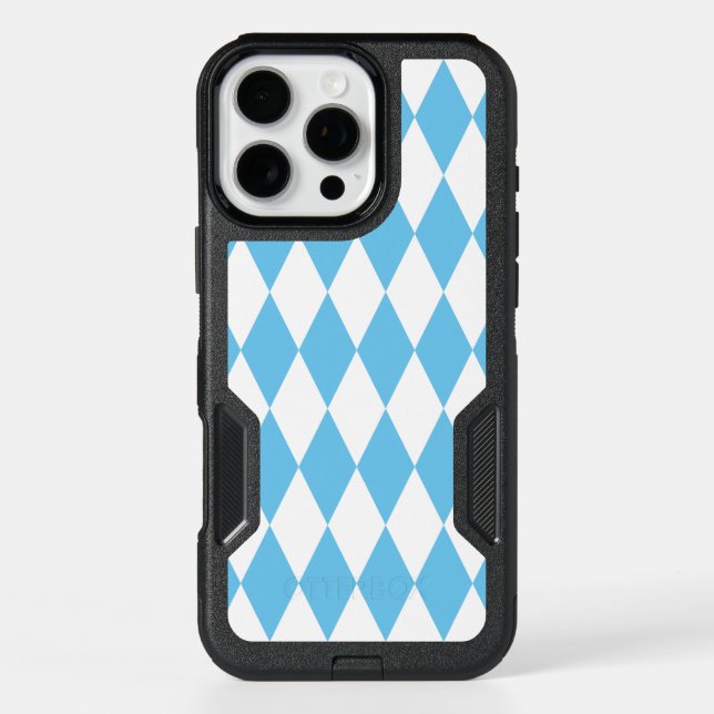 Blue and White Bavaria Rhombus Flag Pattern Otterbox iPhone Case (Back)