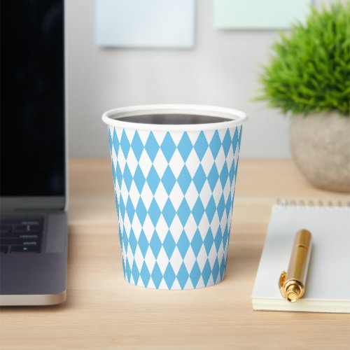 Blue and White Bavaria Rhombus Flag Pattern Paper Cups