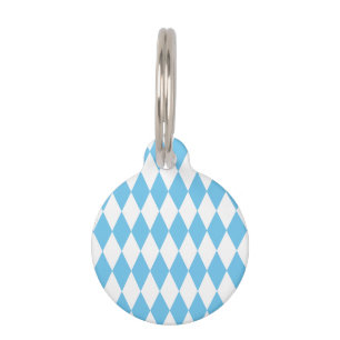 Blue and White Bavaria Rhombus Flag Pattern Pet ID Tag
