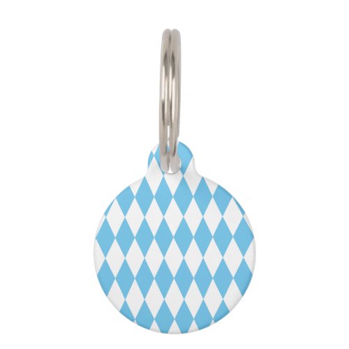 Blue and White Bavaria Rhombus Flag Pattern Pet ID Tag