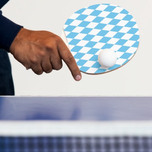 Blue and White Bavaria Rhombus Flag Pattern Ping Pong Paddle