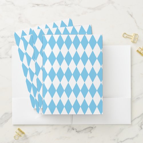 Blue and White Bavaria Rhombus Flag Pattern Pocket Folder