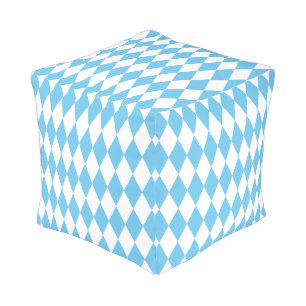 Blue and White Bavaria Rhombus Flag Pattern Pouf