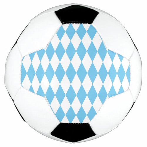 Blue and White Bavaria Rhombus Flag Pattern Soccer Ball