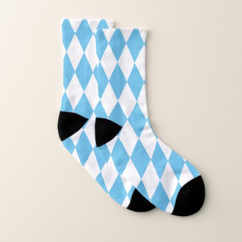 Blue and White Bavaria Rhombus Flag Pattern Socks