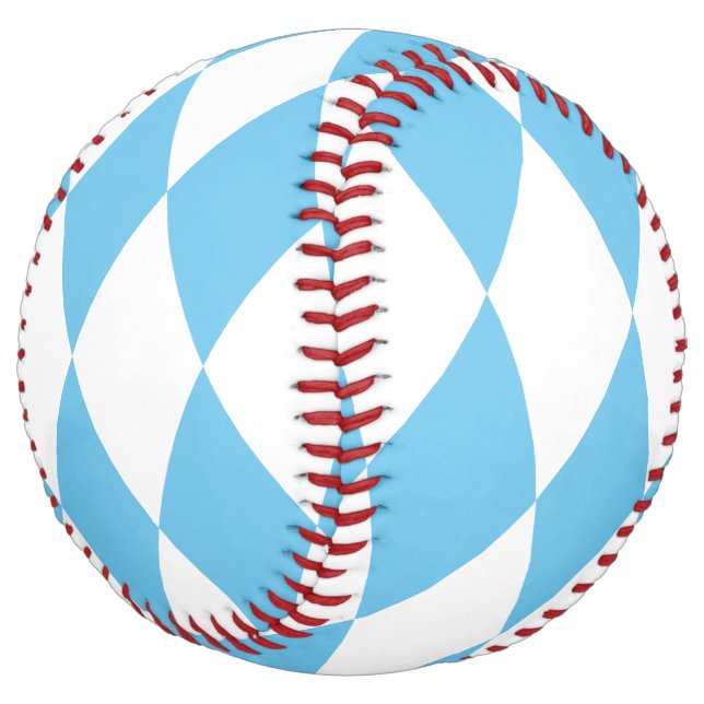 Blue and White Bavaria Rhombus Flag Pattern Softball (Angled)