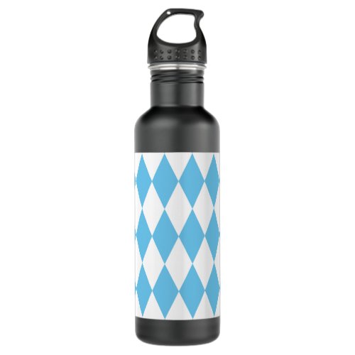 Blue and White Bavaria Rhombus Flag Pattern Stainless Steel Water Bottle