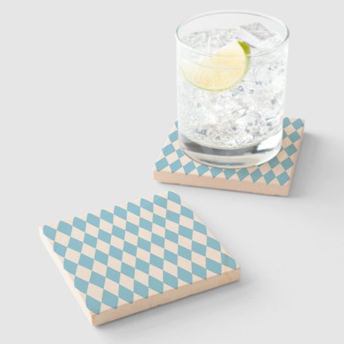 Blue and White Bavaria Rhombus Flag Pattern Stone Coaster