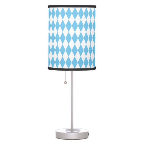 Blue and White Bavaria Rhombus Flag Pattern Table Lamp
