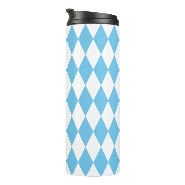 Blue and White Bavaria Rhombus Flag Pattern Thermal Tumbler (Rotated Right)