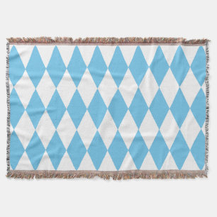 Blue and White Bavaria Rhombus Flag Pattern Throw Blanket