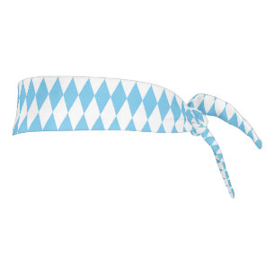 Blue and White Bavaria Rhombus Flag Pattern Tie Headband