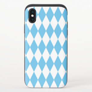 Blue and White Bavaria Rhombus Flag Pattern iPhone XS Slider Case
