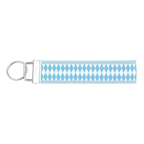 Blue and White Bavaria Rhombus Flag Pattern Wrist Keychain