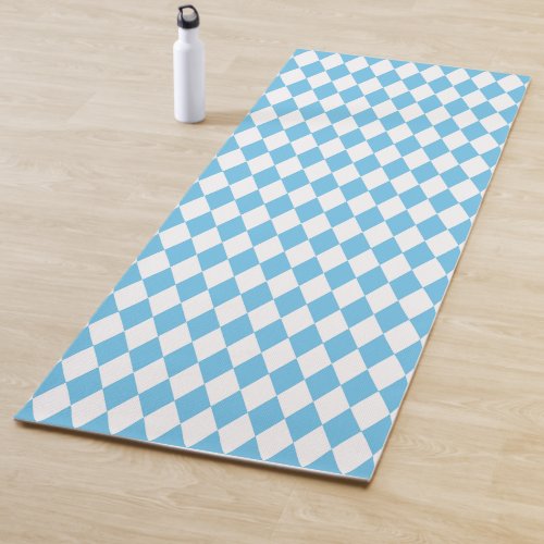 Blue and White Bavaria Rhombus Flag Pattern Yoga Mat