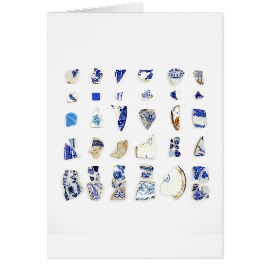 Blue and White Beach China Cards (Front)