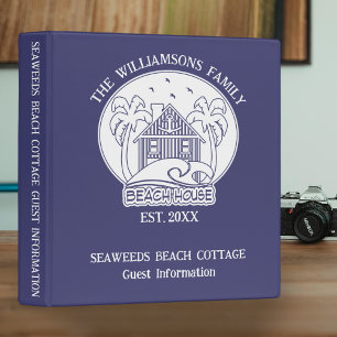 Blue and White Beach House Vacation Rental Guest 3 Ring Binder