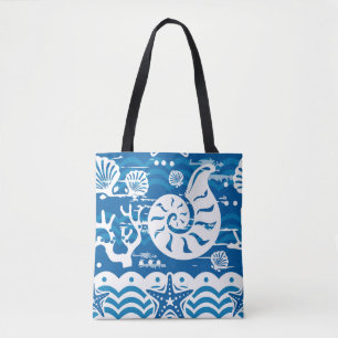 Blue and White Beach Tote