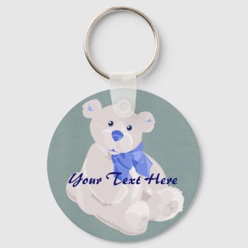 Blue And White Bear Keychain by Customizables at Zazzle