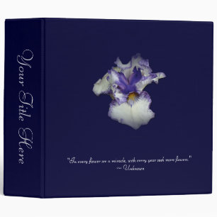 Blue and White Bearded Iris Flower 3 Ring Binder