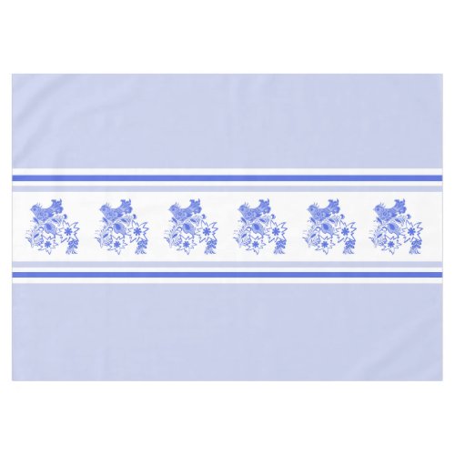 Blue and White Bird and Edelweiss Tablecloth