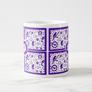 blue and white bird mug