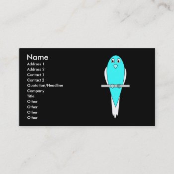 Blue And White Bird. Parakeet. Black. Business Card by Animal_Art_By_Ali at Zazzle