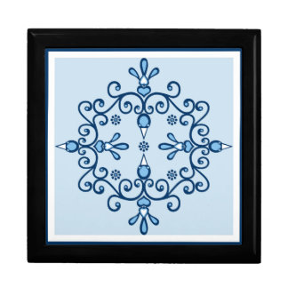 Blue and white birds scroll pattern gift box