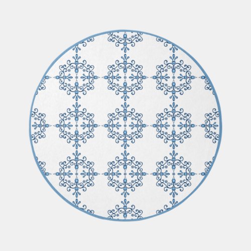 Blue and white birds scroll pattern rug