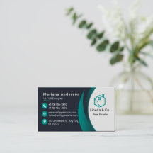Blue and White/Black Elegant Business Card