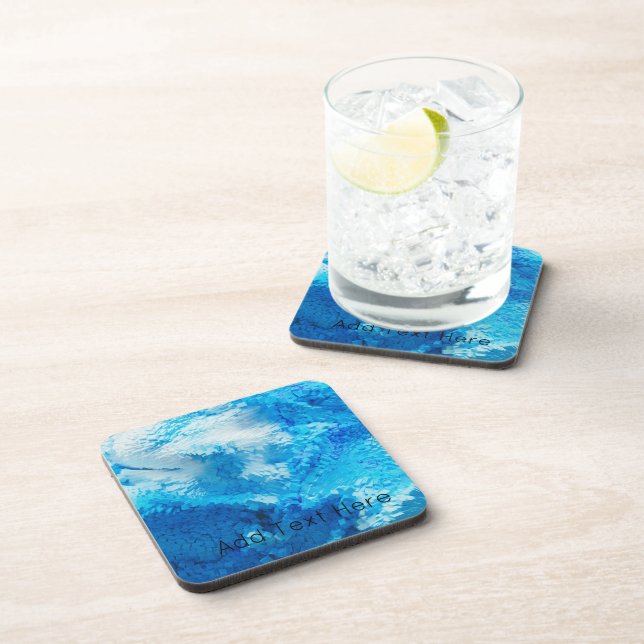 Blue and White Blended Abstract Art Beverage Coaster (Right Side)